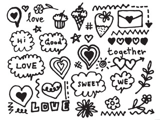 Cute element doodle cartoon hand drawn , coloring book