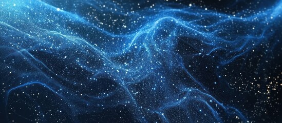 Computer Blue Abstract Mesh Background with Circles, Lines and Shapes