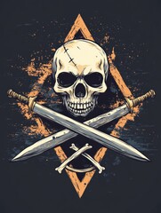 Pirate Skull and Swords Illustration