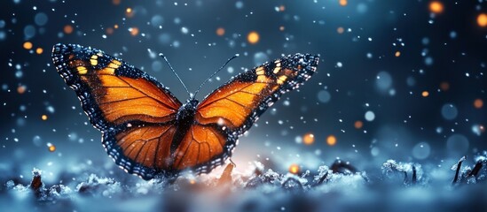 A Monarch Butterfly in Winter Wonderland