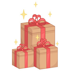 Cute gifts for holidays. Vector illustration.