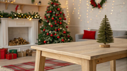 empty-soft-wooden-table-with-christmas-theme-in-background