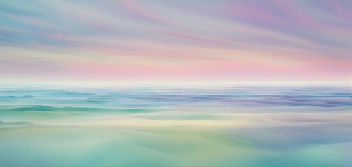 Obraz premium abstract horizon line with layers of soft, pastel colors rising and falling, creating a soothing breathing rhythm