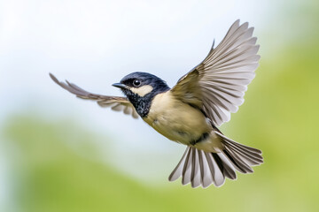 Graceful bird mid-flight with wings fully extended