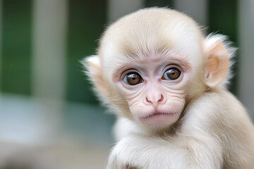 Adorable baby monkey with expressive eyes in close-up
