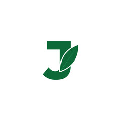Initial Letter J Leaf Icon Logo Design Template