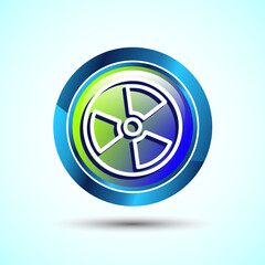 Radiation icon design illustration, Biological hazard icon, Glossy Round Button Design