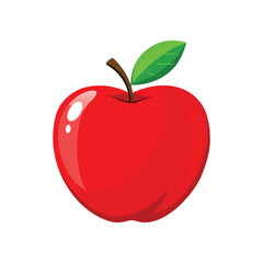 Apple vector illustration. Red shining glossy apple with reflections.