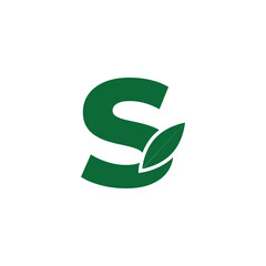 Initial Letter S Leaf Icon Logo Design Template