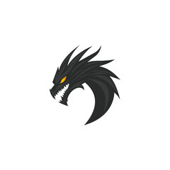 Black dragon icon isolated on white background