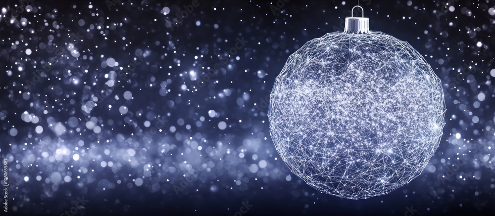 Poster christmas ball low poly wireframe. vector polygonal image in the form of a starry sky or space, cons