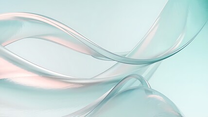 Obraz premium Elegant Abstract Flowing Wave Background with Soft Pastel Colors in Calming Blue and Pink Tones. Gentle Fluid Shapes for a Modern Design Aesthetic