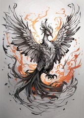 Obraz premium Lively Illustrations of Black and White Phoenix Birds Representing the Cycle of Life and Renewal