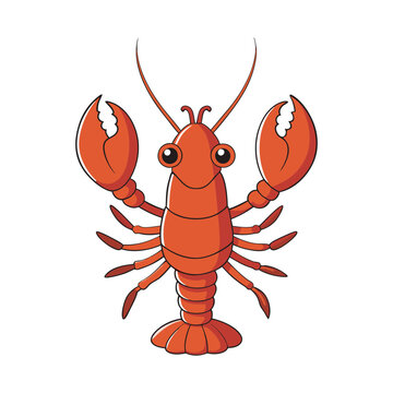 cartoon orange lobster on white background clip art preview