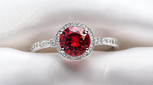 Ruby Ring: Elegant Red Gemstone in Platinum Setting