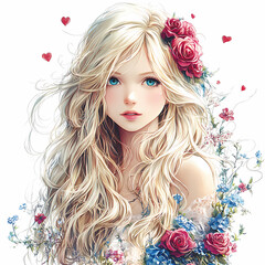 Valentine’s Heart Clip Art in Anime Style: Cute Manga Illustration