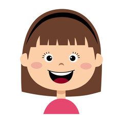 Girl face with emotion of happiness. Face expression. The girl is happy