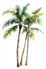 Obraz premium Tropical Oasis: Watercolor Palm Trees Illustration Set for Summer Vacation Vibes
