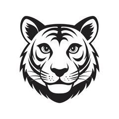 Fototapeta premium Tiger head silhouette vector art illustration .