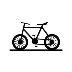 Black silhouette graphic vector illustration of a bicycle with a minimalist design concept. Perfect for representing transportation, cycling or sustainability themes.