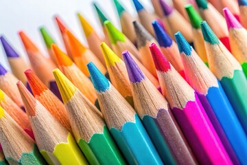 Fototapeta premium Bright pastel pencils tailored for drawing and note-taking in education, promoting creative learning through whimsical 3D-rendered school supplies that inspire imagination and artistic expression.