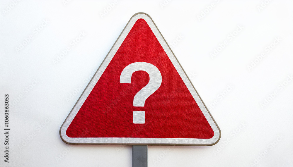 Poster triangle sign with question mark isolated on white backdrop. faq and qa. problem solution.