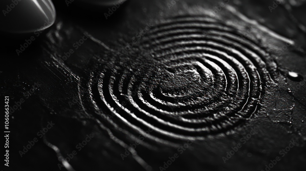 Poster abstract spiral pattern on a textured surface, evoking a sense of depth and intrigue.