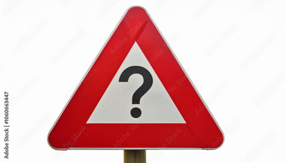Poster triangle sign with question mark isolated on white backdrop. faq and qa. problem solution.