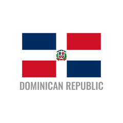 Dominican Republic flag icon. The country sign. Rectangle shape. Isolated on a white background. Vector image.