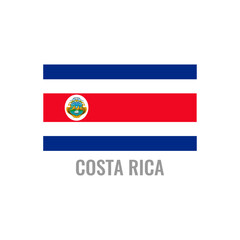 Costa Rica flag icon. The country sign. Rectangle shape. Isolated on a white background. Vector image.
