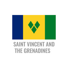 Naklejka premium Saint Vincent And The Grenadines flag icon. The country sign. Rectangle shape. Isolated on a white background. Vector image.