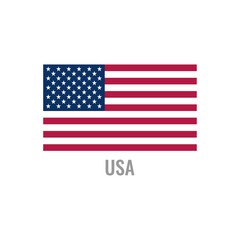 The United States of America USA flag icon. The country sign. Rectangle shape. Isolated on a white background. Vector image.