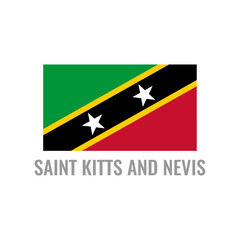 Saint Kitts And Nevis flag icon. The country sign. Rectangle shape. Isolated on a white background. Vector image.