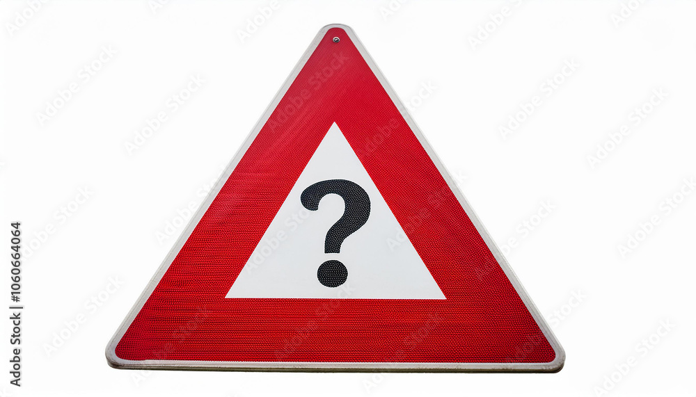 Poster triangle sign with question mark isolated on white backdrop. faq and qa. problem solution.