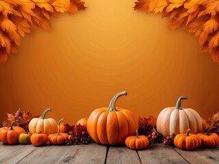 pumpkins and autumn leaves