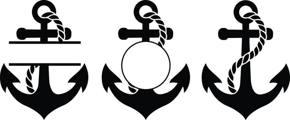 Anchor split monogram  silhouette frame  Nautical Anchor Monogram Frame Anchor Name Frame