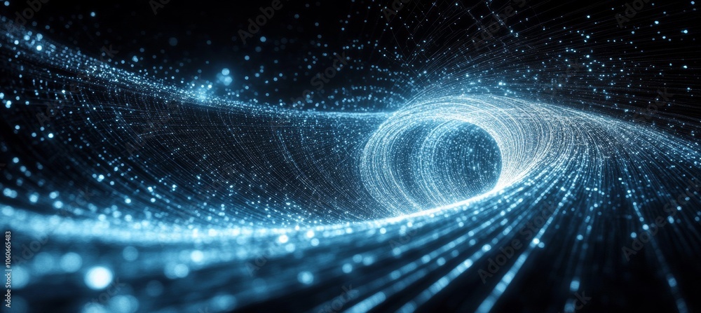 Poster space time dilation. science. generative ai technology.