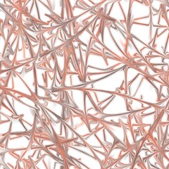 Chaotic long lines with liquid texture. Dark peach, rosy brown and pastel brown colors on the white background. Seamless hand drawn pattern.