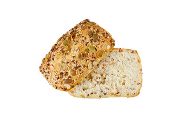 halfed grain bun isolated on white or transparent png