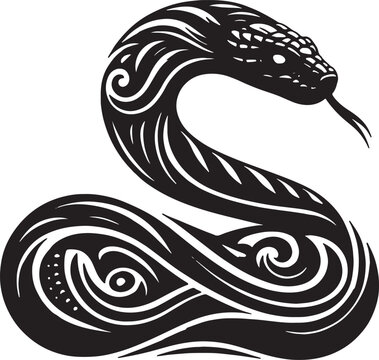 A vector design featuring a natural snake silhouette  and white background