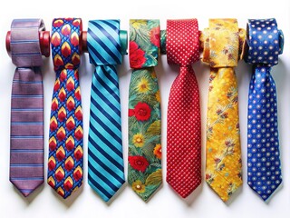 Colorful tie shapes dance against a backdrop of style.