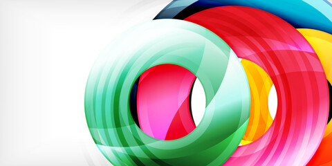 Fototapeta premium Bright colorful circles with light effects. Abstract background