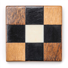 Fototapeta premium This elegant wooden coaster featuring a unique geometric pattern elevates your dining setup while providing a practical solution for protecting surfaces.