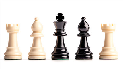In this composition chess pieces intricately crafted in contrasting colors highlight the strategic depth of the game emphasizing the elegance and complexity of chess as a timeless intellectual pursuit