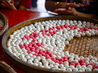 close-up of making tangyuan