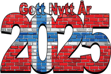 Happy New Year 2025 with Norway flag inside - Illustration,
2025 HAPPY NEW YEAR NUMERALS