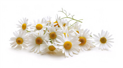 Chamomiles: Beautiful chamomiles isolated on a white background, ideal for floral or nature themes.