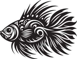 Obraz premium Decorative siamese fighting fish tribal tattoo style art design silhouette