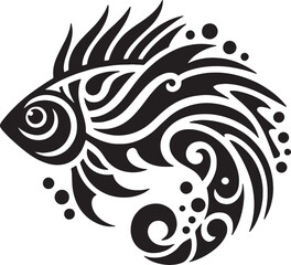 Fototapeta premium Tribal fish tattoo design symbol aquatic animal ornamental swirl pattern silhouette