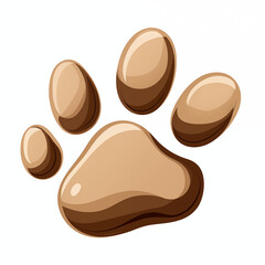 Fototapeta premium A playful cartoon paw print in soft brown shades on a light background